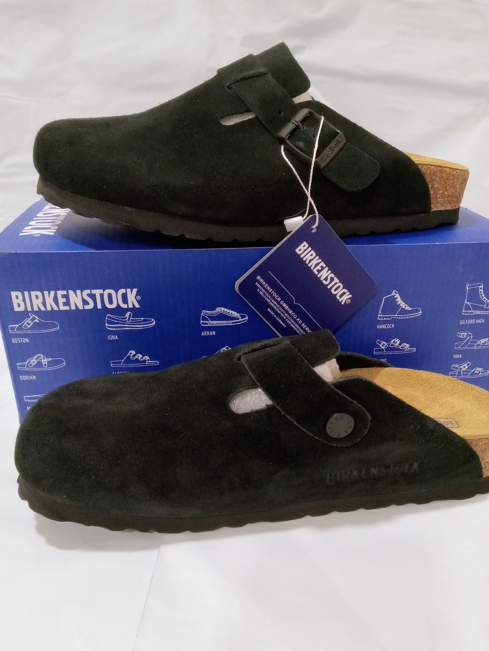 Birkenstock Boston Black Suede Shoes - Narrow Fit Size 38 Unisex NWT - Picture 2 of 2
